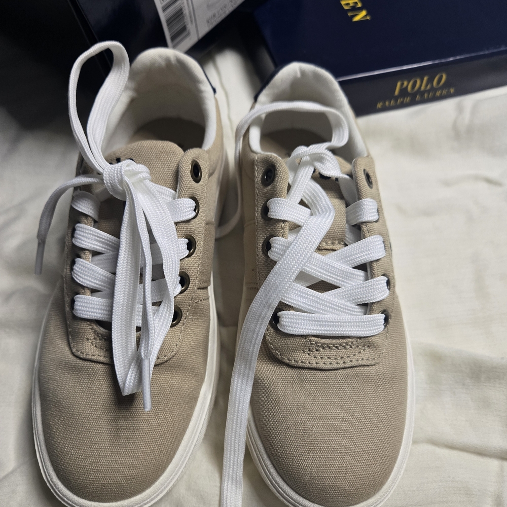 Ralph Lauren Kids Beige Sneakers with White Laces